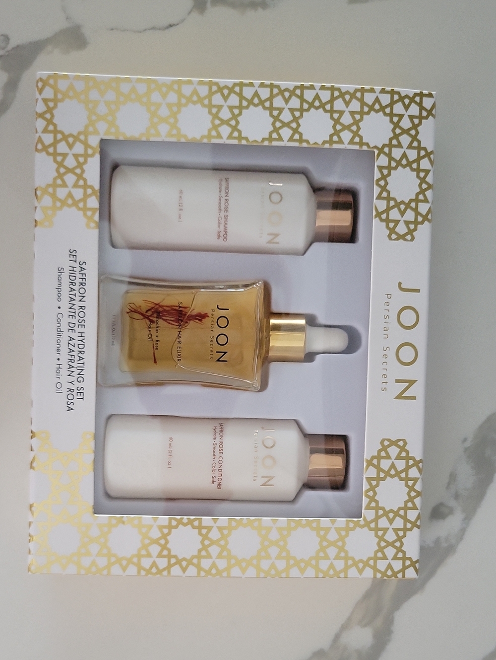 Persian Secrets Saffron Rose Hydrating Bath & Body Set - White & Gold